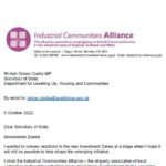 Letter to Rt Hon Simon Clarke from Industrial Communities Alliance – Investment Zones