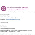 Letter to Dehenna Davison MP from Industrial Communities Alliance – Streamlining Levelling Up Funding