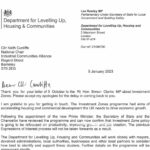 Letter to Cllr Keith Cunliffe (Chair of Industrial Communities Alliance) from Lee Rowley MP (Department for Levelling Up, Housing and Communities)