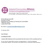 Letter to Rt Hon Michael Gove MP from Industrial Communities Alliance – Levelling Up Fund